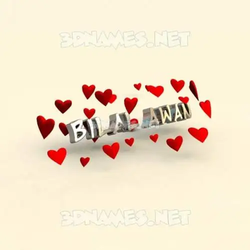 bilal awan in In Love style - 3D name wallpaper