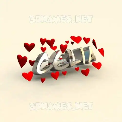 celia in In Love style - 3D name wallpaper