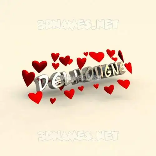 delhougne in In Love style - 3D name wallpaper