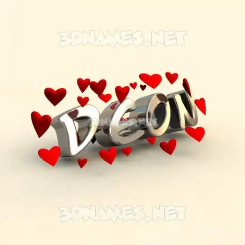 deon in In Love style - 3D name wallpaper