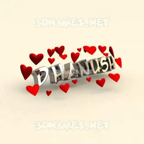 dhanush in In Love style - 3D name wallpaper dhanush in In Love style - 3D name wallpaper