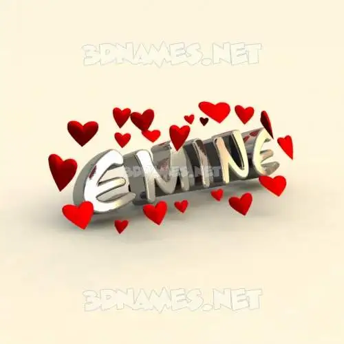 emine in In Love style - 3D name wallpaper