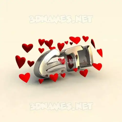 eti in In Love style - 3D name wallpaper