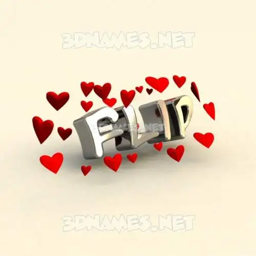 flip in In Love style - 3D name wallpaper