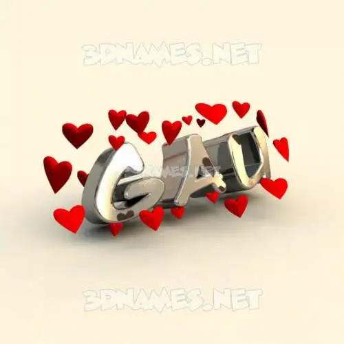 gau in In Love style - 3D name wallpaper