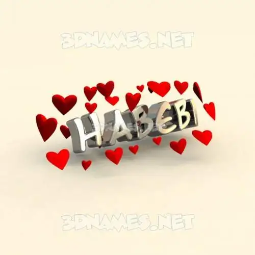 habebi in In Love style - 3D name wallpaper