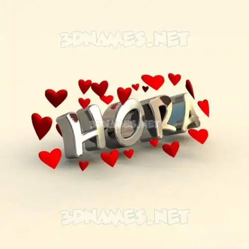 hora in In Love style - 3D name wallpaper