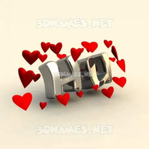 hu in In Love style - 3D name wallpaper
