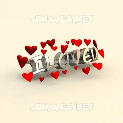 iloveu in In Love style - 3D name wallpaper