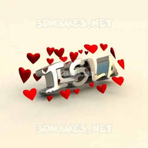 isla in In Love style - 3D name wallpaper