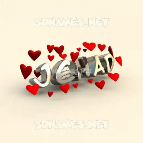 jehad in In Love style - 3D name wallpaper