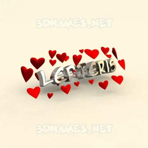 lefteris in In Love style - 3D name wallpaper