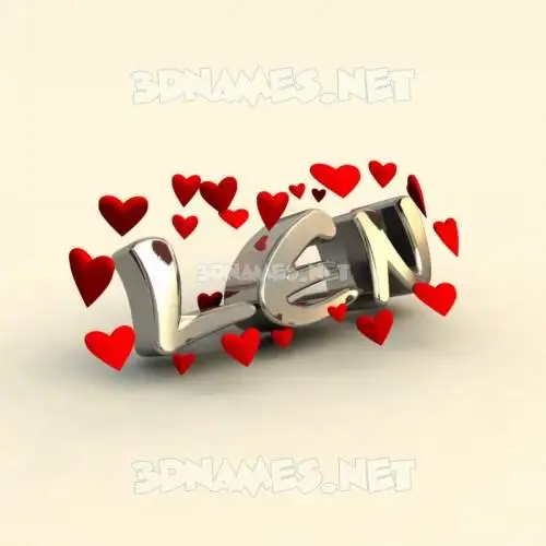 len in In Love style - 3D name wallpaper