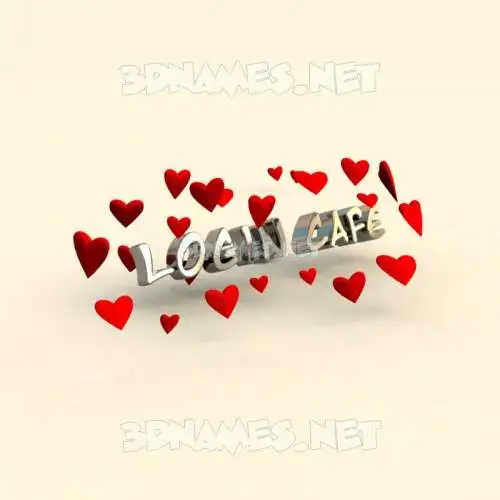 login cafe in In Love style - 3D name wallpaper