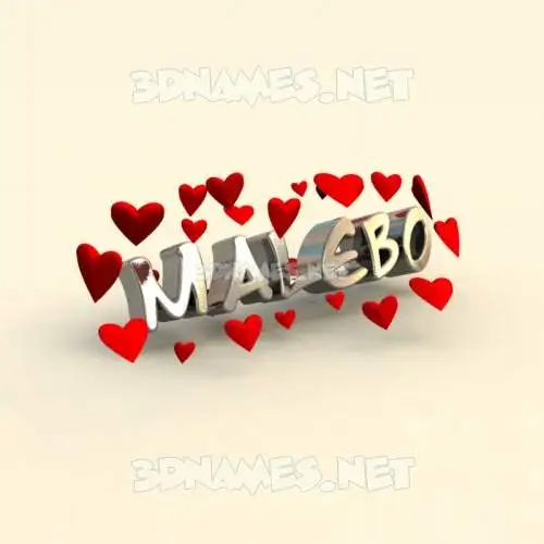 malebo in In Love style - 3D name wallpaper