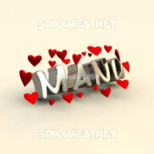 manu in In Love style - 3D name wallpaper