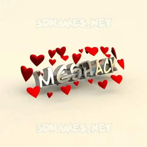 meshack in In Love style - 3D name wallpaper