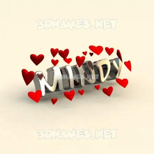 mindy in In Love style - 3D name wallpaper