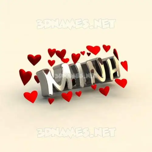 minh in In Love style - 3D name wallpaper