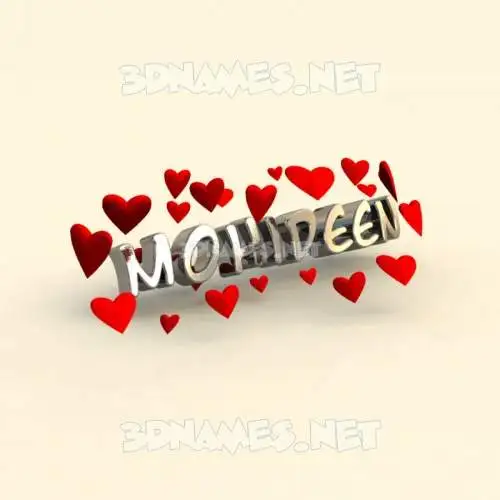 mohideen in In Love style - 3D name wallpaper