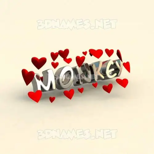 monkey in In Love style - 3D name wallpaper monkey in In Love style - 3D name wallpaper