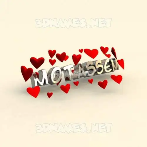 motassem in In Love style - 3D name wallpaper