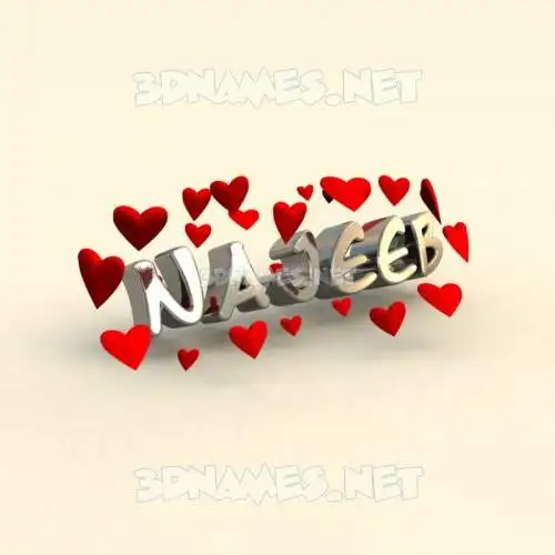 najeeb in In Love style - 3D name wallpaper
