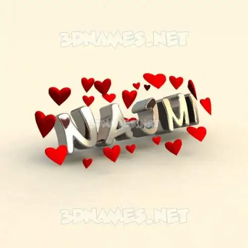 najmi in In Love style - 3D name wallpaper