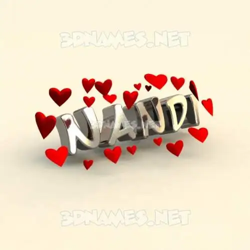 nandi in In Love style - 3D name wallpaper