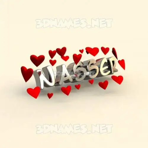 nasser in In Love style - 3D name wallpaper