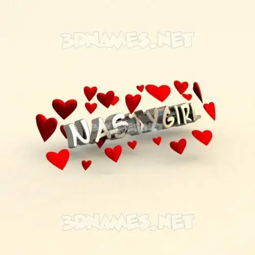 nastygirl in In Love style - 3D name wallpaper