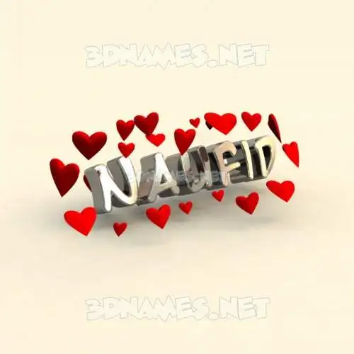 naufid in In Love style - 3D name wallpaper