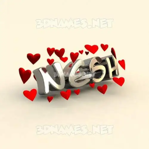 nesh in In Love style - 3D name wallpaper