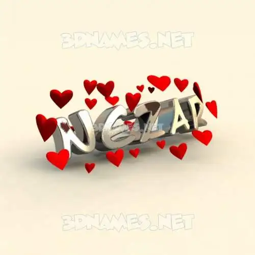nezar in In Love style - 3D name wallpaper