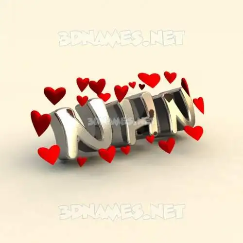nhn in In Love style - 3D name wallpaper