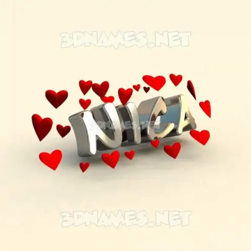 nica in In Love style - 3D name wallpaper