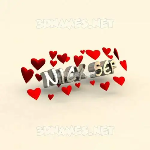 nick sef in In Love style - 3D name wallpaper
