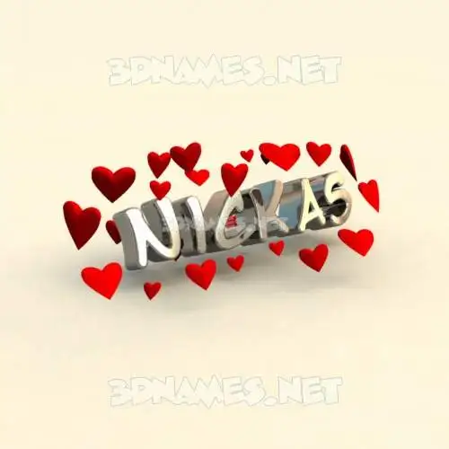 nickas in In Love style - 3D name wallpaper