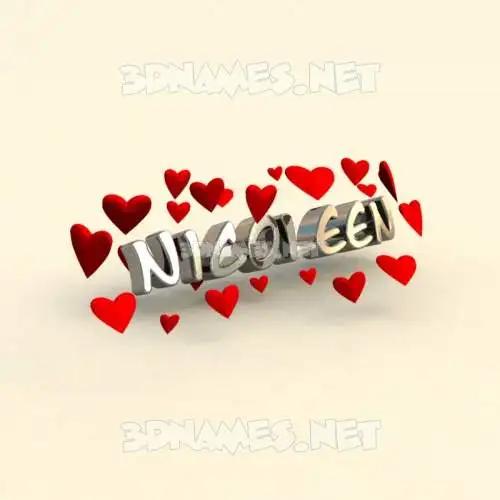 nicoleen in In Love style - 3D name wallpaper