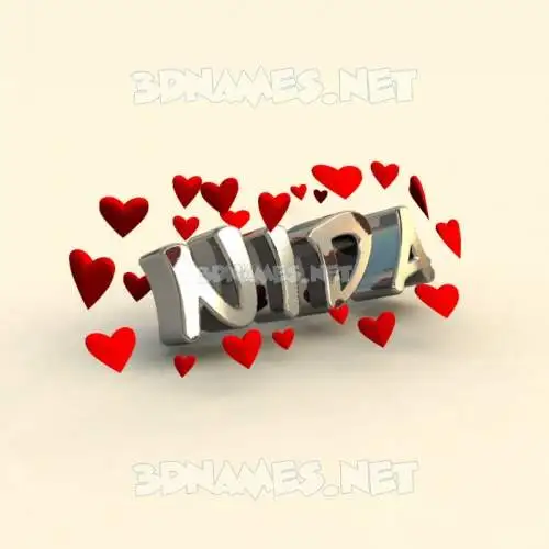 nida in In Love style - 3D name wallpaper