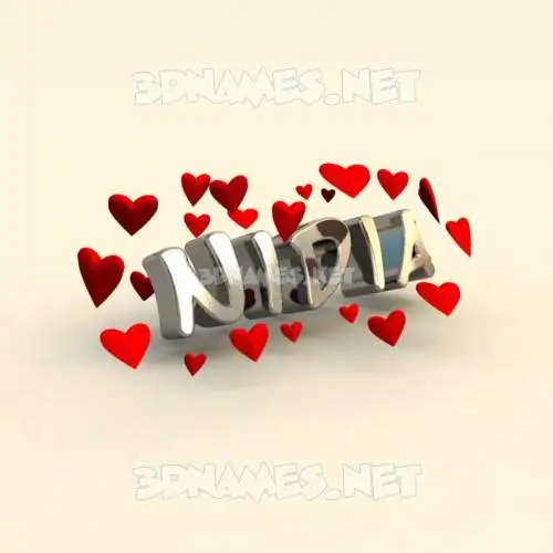 nidia in In Love style - 3D name wallpaper