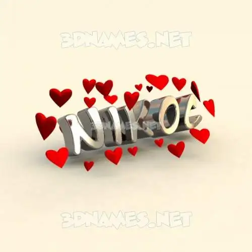 nikoc in In Love style - 3D name wallpaper