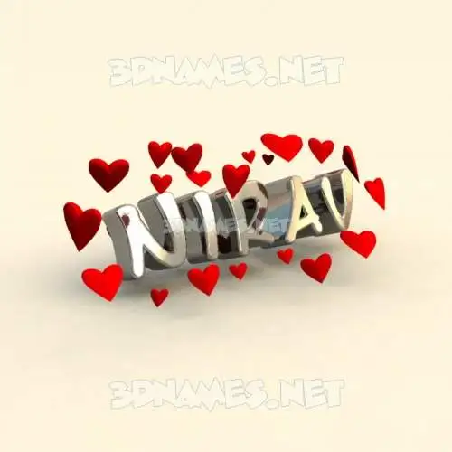 nirav in In Love style - 3D name wallpaper