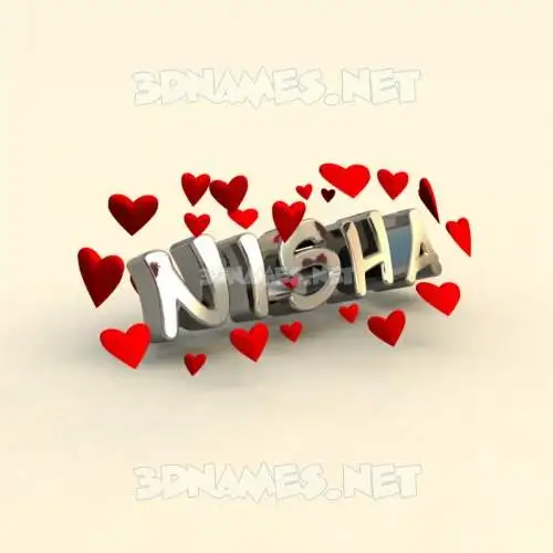 nisha in In Love style - 3D name wallpaper