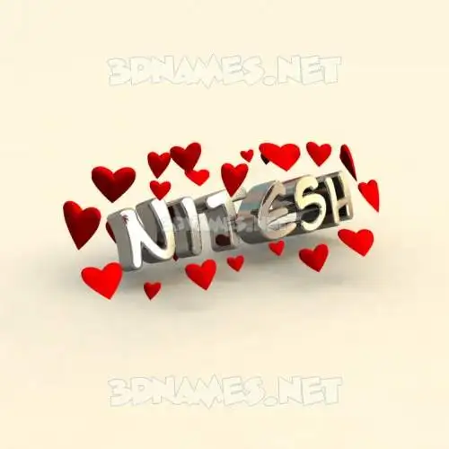 nitesh in In Love style - 3D name wallpaper