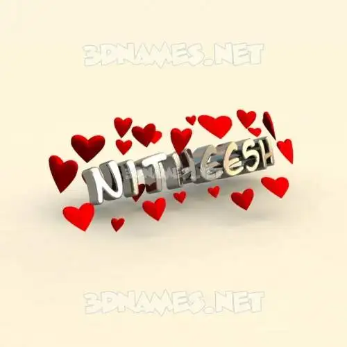 nitheesh in In Love style - 3D name wallpaper