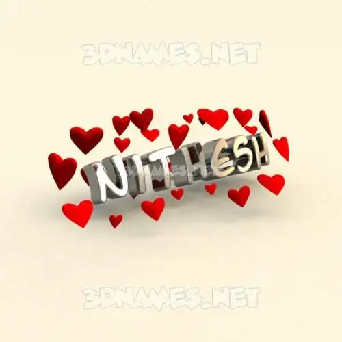nithesh in In Love style - 3D name wallpaper