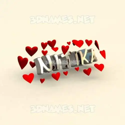 nitika in In Love style - 3D name wallpaper