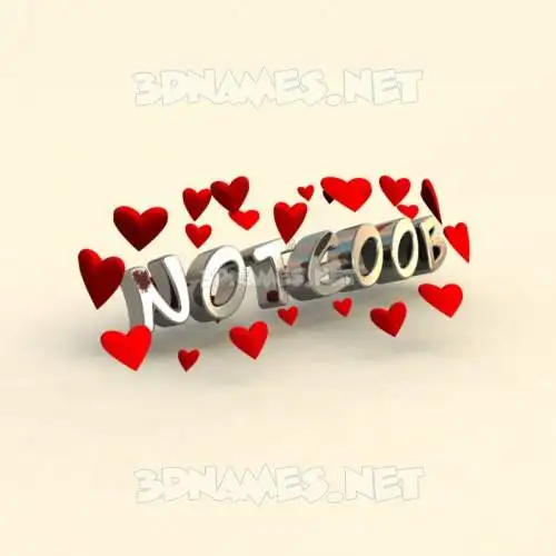 noteoob in In Love style - 3D name wallpaper
