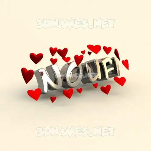 noufi in In Love style - 3D name wallpaper